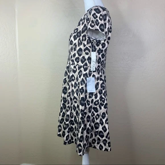 NEW Eliza J Leopard Print Ponte Fit & Flare Dress - Picture 3 of 12